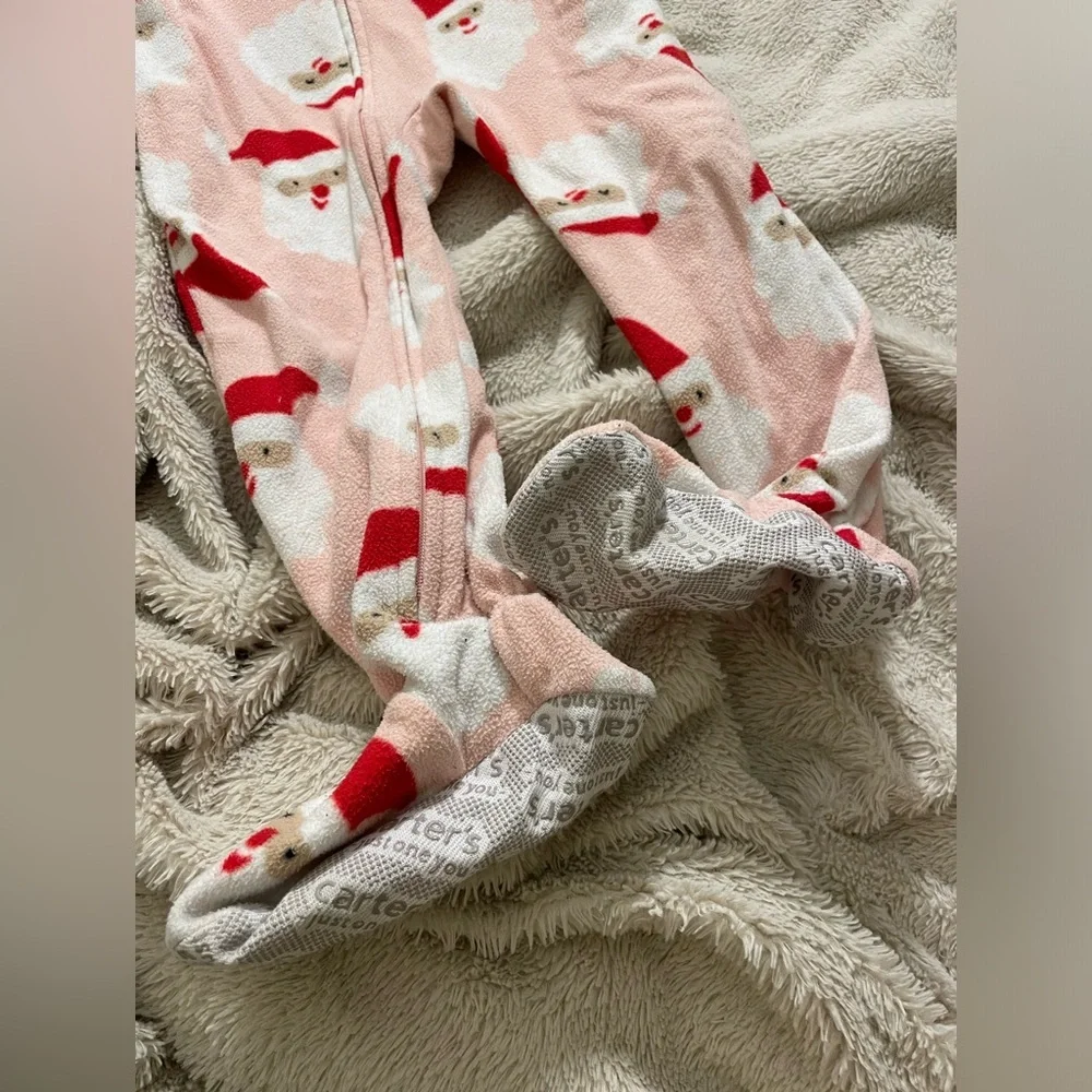 Carter’s Pink Fleece Santa Clause Footie Pajamas